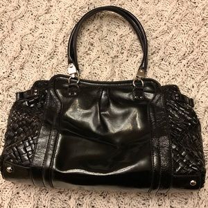 Elliott Lucca Black Patent Leather Shoulder Bag